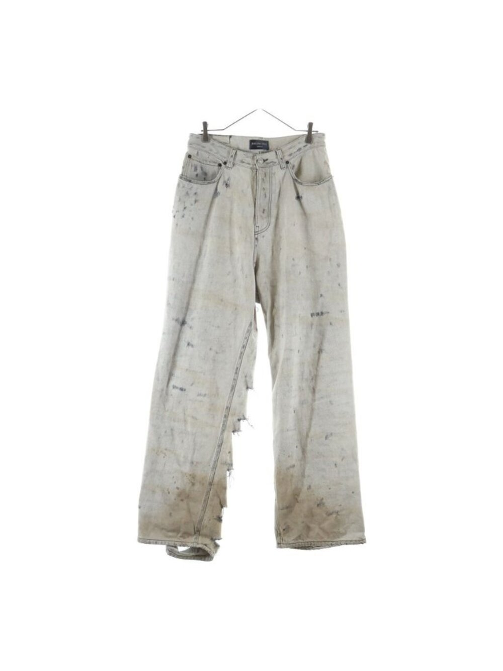 Balenciaga Super Destroyed Baggy Destroy Damage Denim Buggypants Gray